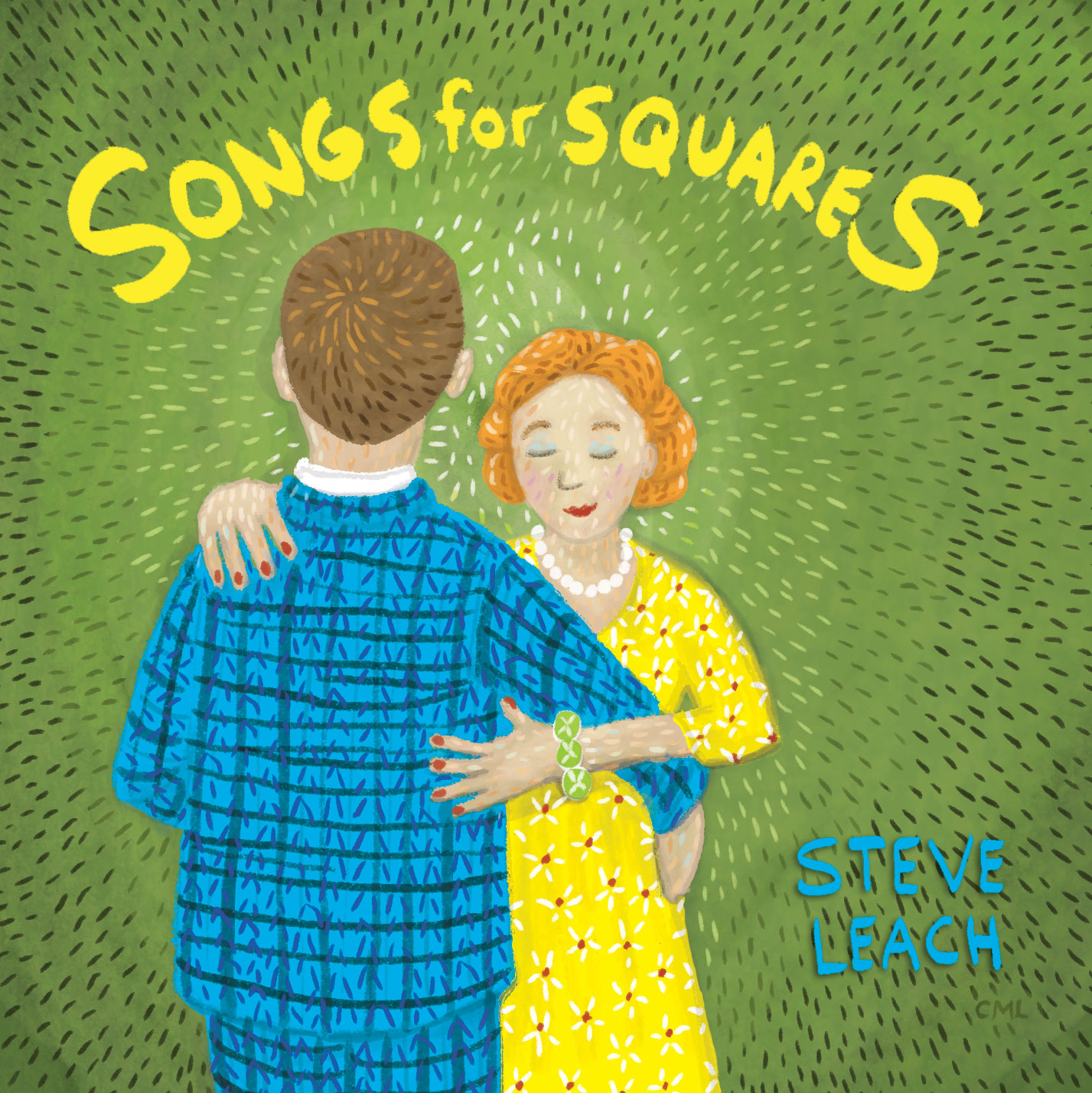 Christine Marie Larsen Illustration: CD Cover Illustration of a couple dancing. Songs for Squares, Steve Leach