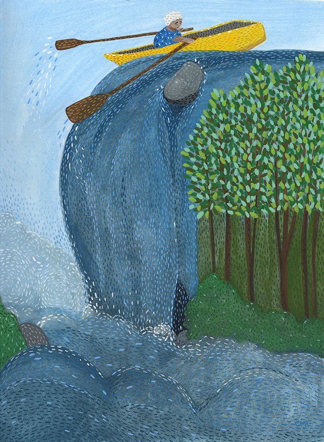 Blue Dress: Over the Falls. Illustration by Christine Marie Larsen