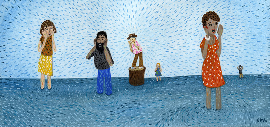 Christine Marie Larsen Illustration People standing in water hollering