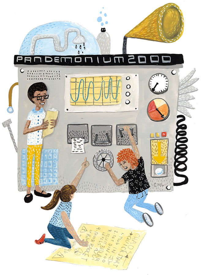 Pandemonium 2000 illustration by Christine Marie Larsen editorial and kid lit